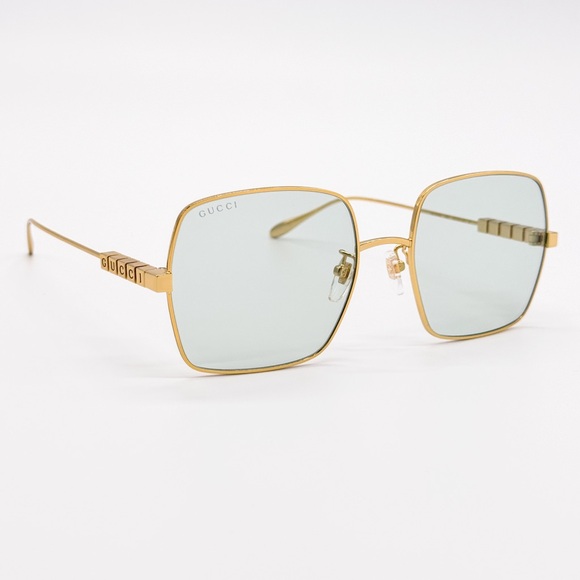 NEW GUCCI GG1434S 003 SQUARE GOLD GREEN WOMEN SUNGLASSES GUCCI - Picture 6 of 12